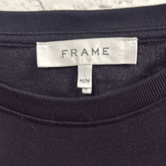 Frame Denim Black KAIA Flutter Sleeve Ruffled T-Shirt - NWOT - Size Medium - Picture 3 of 5